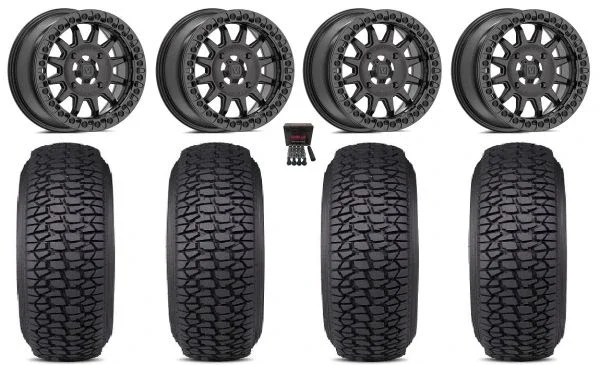 Valor V09 Beadlock 15″ Wheels Charcoal 33″ Regulator 2 Tires Kawasaki Teryx Mule