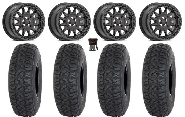 Valor V09 Beadlock 15″ Wheels Charcoal 35″ Chicane LT Tires Can-Am Maverick X3 / Honda Pioneer 1000 / Talon