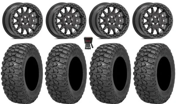 Valor V09 Beadlock 15″ Wheels Charcoal 35″ Trail Saw 2.0 Tires Can-Am Maverick X3 / Honda Pioneer 1000 / Talon