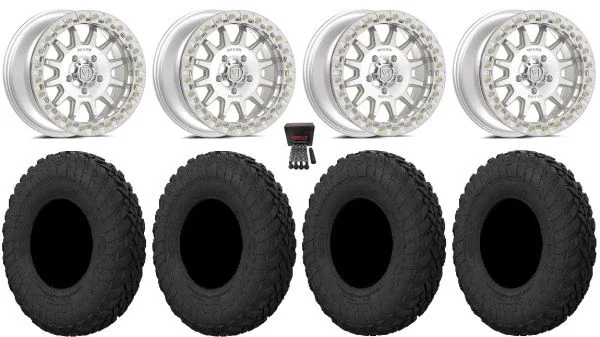 Valor V09 Beadlock 15″ Wheels Machined 32″ Gripper R/T Tires Polaris RZR Turbo R & Pro R Ranger 1500 Xpedition