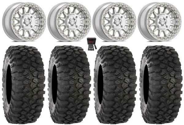 Valor V09 Beadlock 15″ Wheels Machined 35″ XC450 Tires Kawasaki Teryx Mule