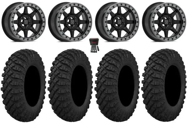Valor V13 Bdlk 15″ Wheels SB 30″ Crawler XP Tires Polaris RZR Turbo R & Pro R Ranger 1500 Xpedition