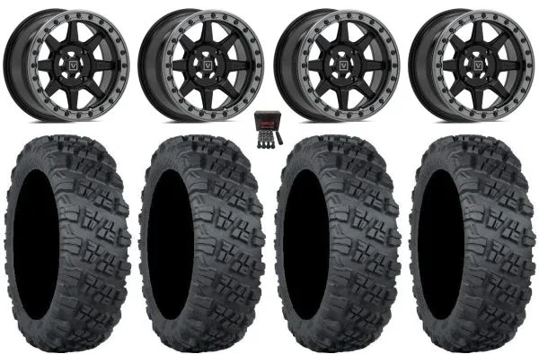 Valor V13 Beadlock 15″ Wheels Bk 32″ Versa Cross V3 Tires Kawasaki Mule Pro FXT KRX / Yamaha Wolverine RMAX / YXZ 2019+