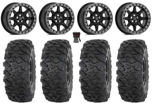 Valor V13 Beadlock 15″ Wheels Black 32″ Roctane T4 Tires Can-Am Commander Maverick Renegade Outlander Defender