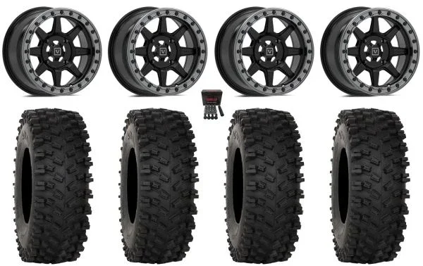 Valor V13 Beadlock 15″ Wheels Black 33″ ATX470 Tires Can-Am Maverick X3 / Honda Pioneer 1000 / Talon
