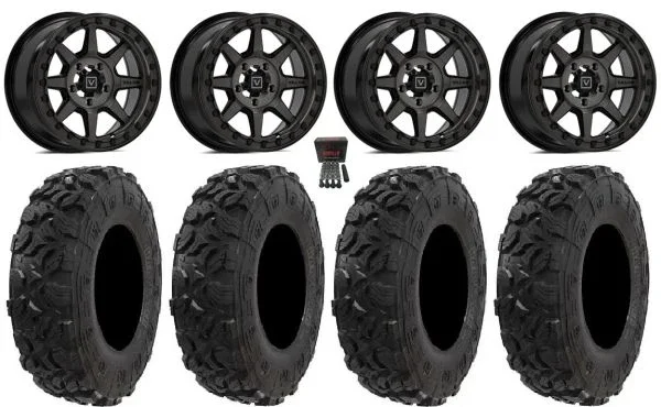 Valor V13 Beadlock 15″ Wheels Dark Tint 30″ Harvester Tires CFMoto UForce U10 Pro / U10 XL Pro / ZForce Z10 / Z10-4