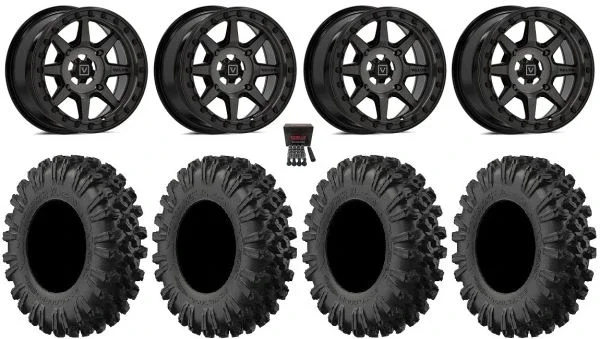 Valor V13 Beadlock 15″ Wheels Dark Tint 32″ MotoRavage XL Tires Can-Am Maverick X3 / Honda Pioneer 1000 / Talon