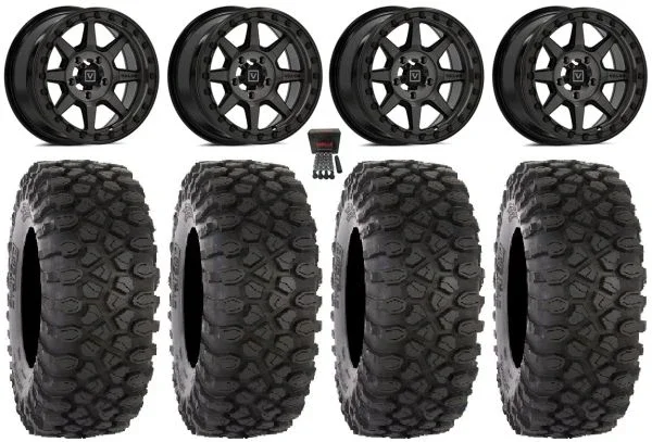 Valor V13 Beadlock 15″ Wheels Dark Tint 32″ XC450 Tires CFMoto UForce U10 Pro / U10 XL Pro / ZForce Z10 / Z10-4