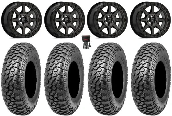 Valor V13 Beadlock 15″ Wheels Dark Tint 33″ RAZR XT Tires CFMoto UForce U10 Pro / U10 XL Pro / ZForce Z10 / Z10-4