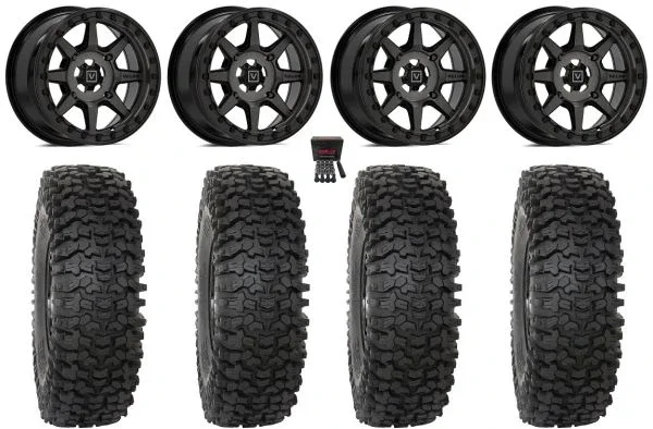 Valor V13 Beadlock 15″ Wheels Dark Tint 33″ RC500 Tires Kawasaki Teryx Mule