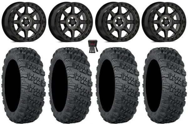 Valor V13 Beadlock 15″ Wheels Dark Tint 35″ Versa Cross V3 Tires Can-Am Maverick X3 / Honda Pioneer 1000 / Talon
