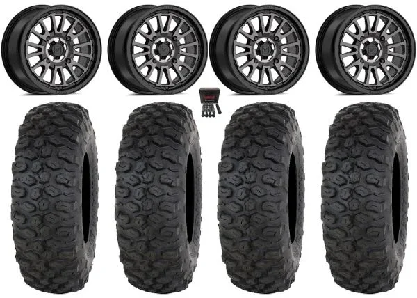 Valor V14 14″ Wheels Dark Tint 30″ Chicane DS Tires Polaris Sportsman / RZR / Ranger