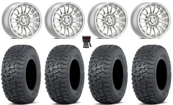 Valor V14 15″ Wheels Machined 32″ Terra Hook Tires Can-Am Maverick X3 / Honda Pioneer 1000 / Talon