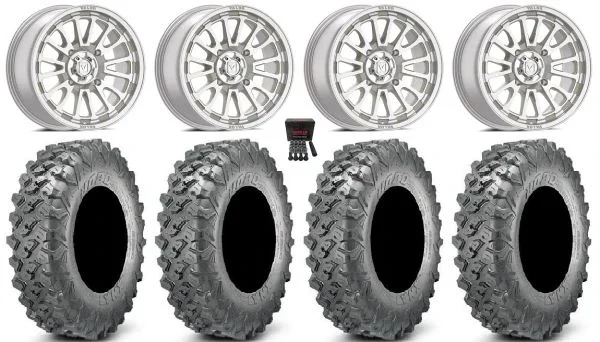 Valor V14 15″ Wheels Machined 35″ Lynx SXS Tires Kawasaki Teryx Mule