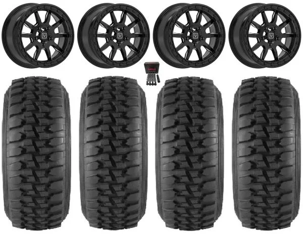 Valor V15 Beadlock 15″ Wheels Black 32″ DS Soft Tires CFMoto UForce U10 Pro / U10 XL Pro / ZForce Z10 / Z10-4