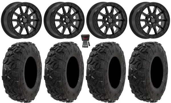 Valor V15 Beadlock 15″ Wheels Black 32″ Harvester Tires CFMoto UForce U10 Pro / U10 XL Pro / ZForce Z10 / Z10-4